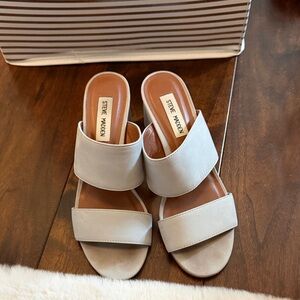 Steve Madden Women's Cream Double Strap Mules